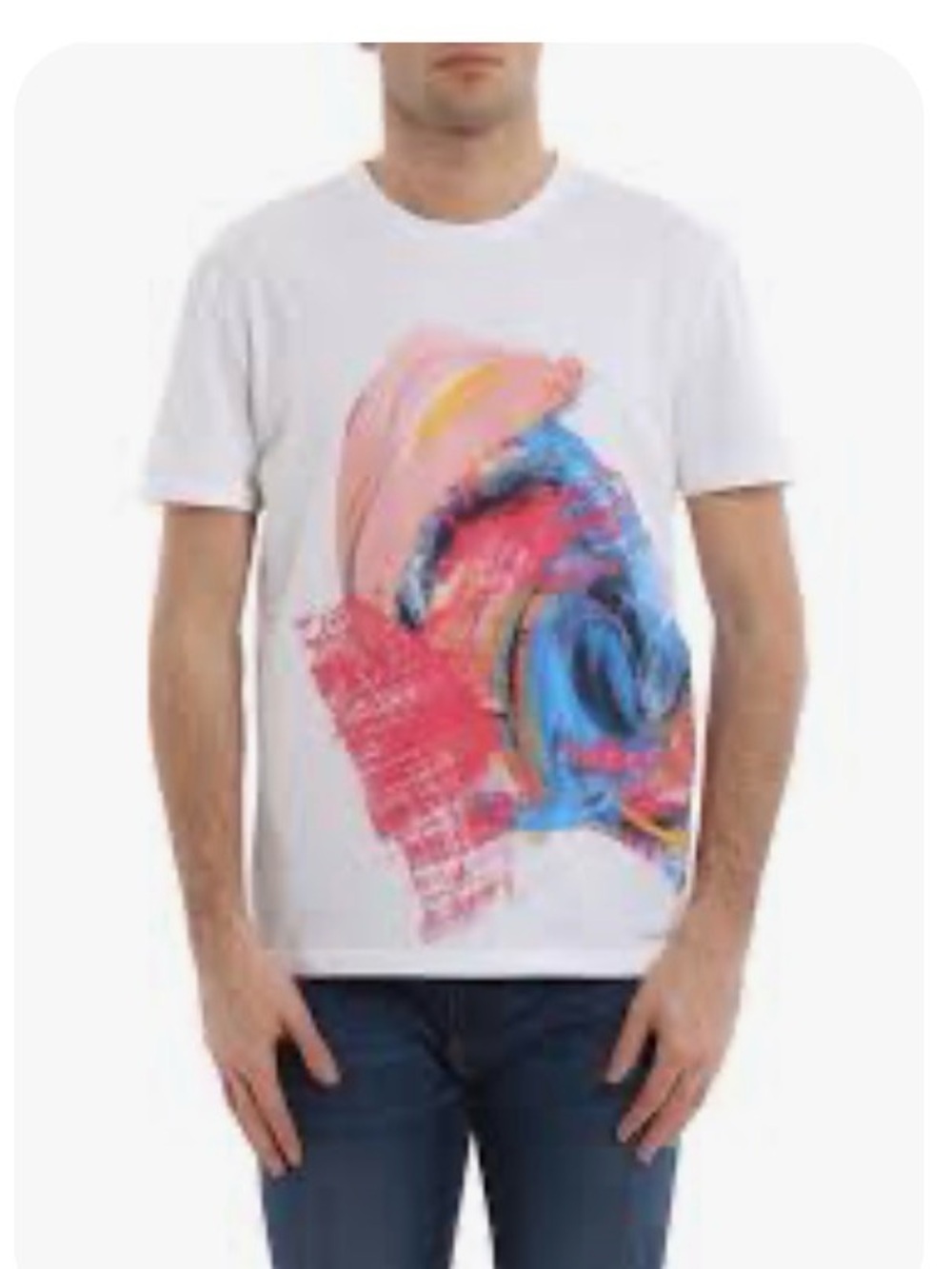 Alexander McQueen Men's White Cotton Abstract Paintbrush Brushstroke Tshirt sz M